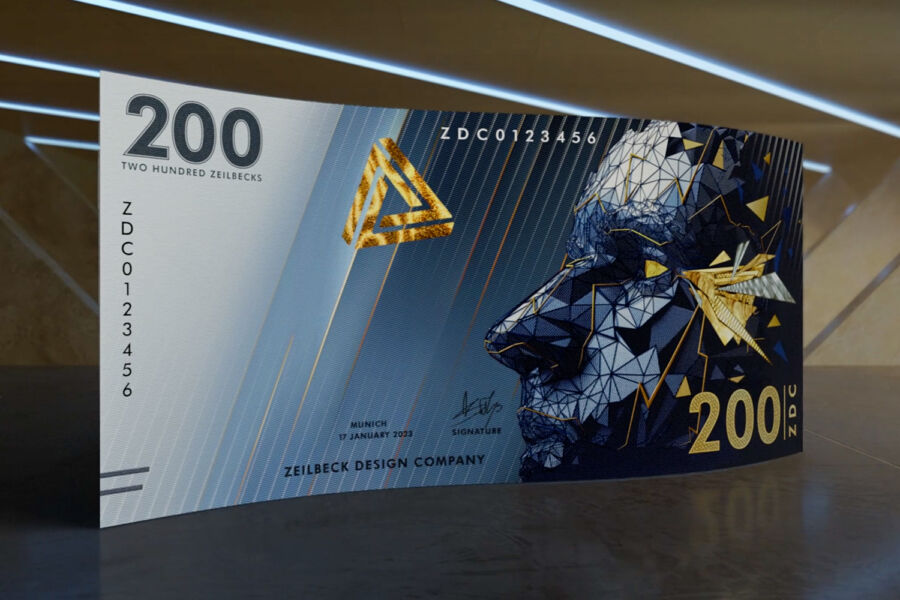Die ZDC Banknote ZDC_Musternote_FIN_720px